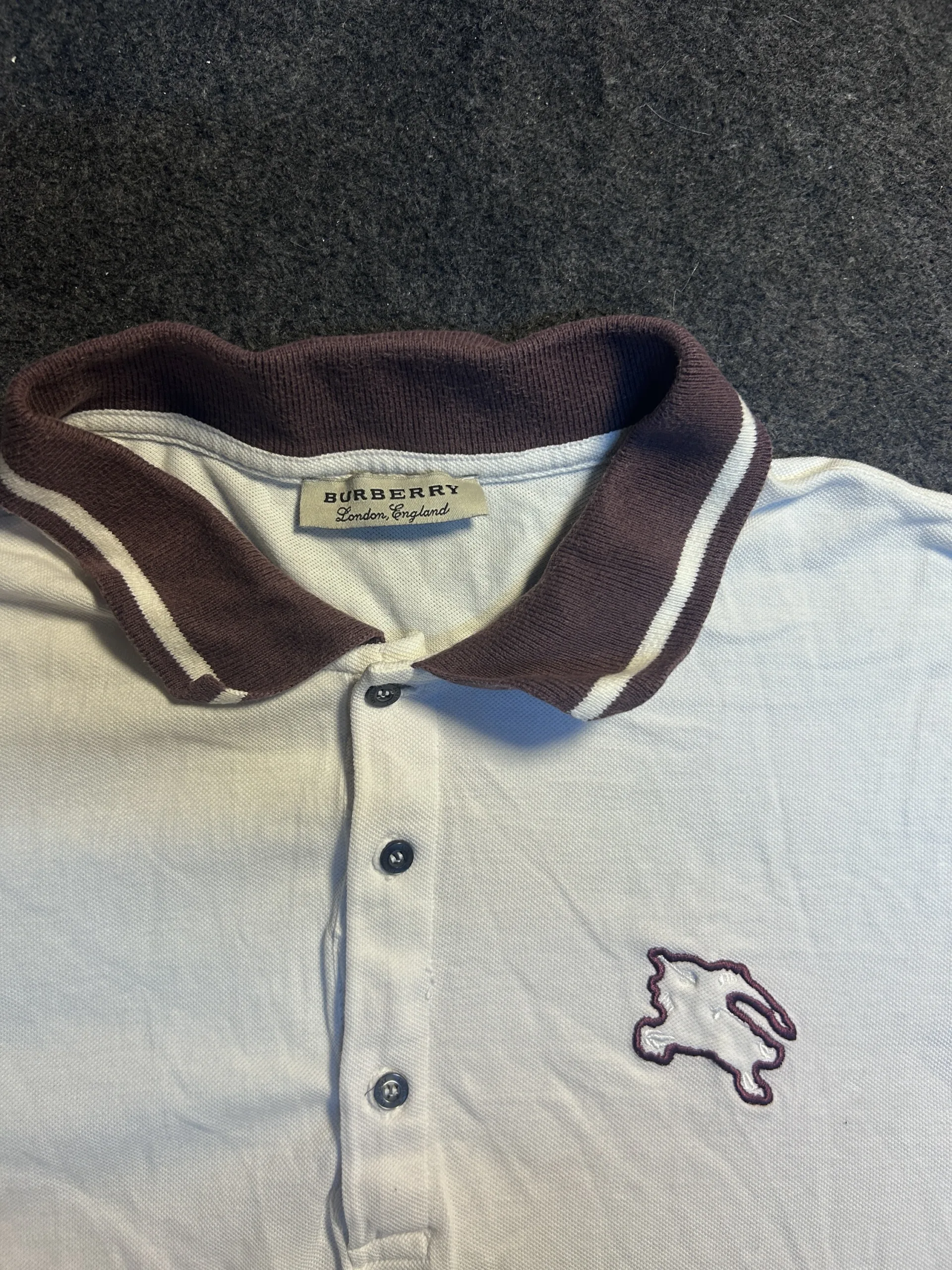 Burberry London England Vintage White Polo Shirt 100% Cotton | Men’s 44 3 thrift polo shirts india