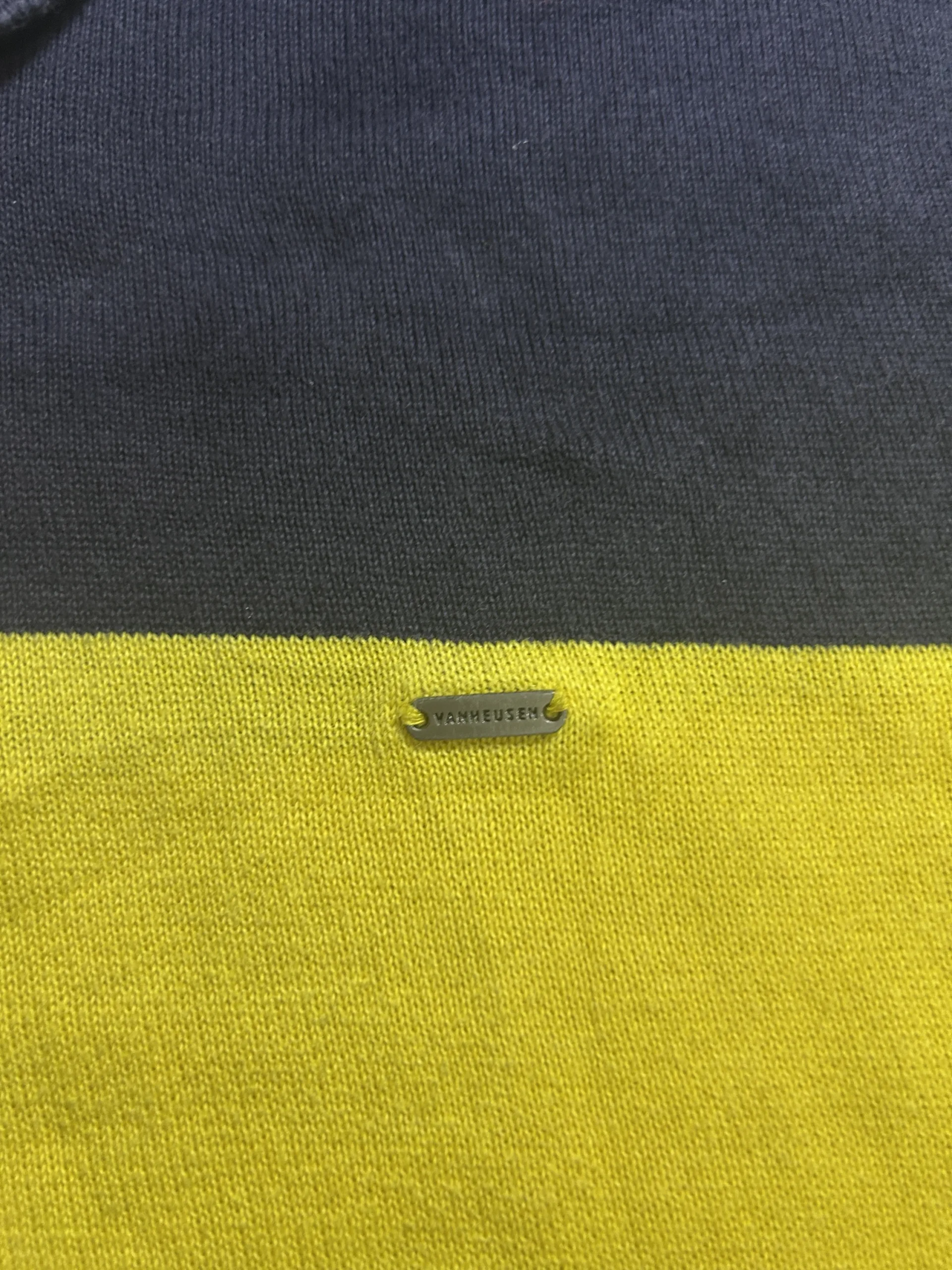 Van Heusen Yellow &Amp; Navy Polo Shirt 100% Cotton | Men’s 44–46 2 thrift polo shirts india