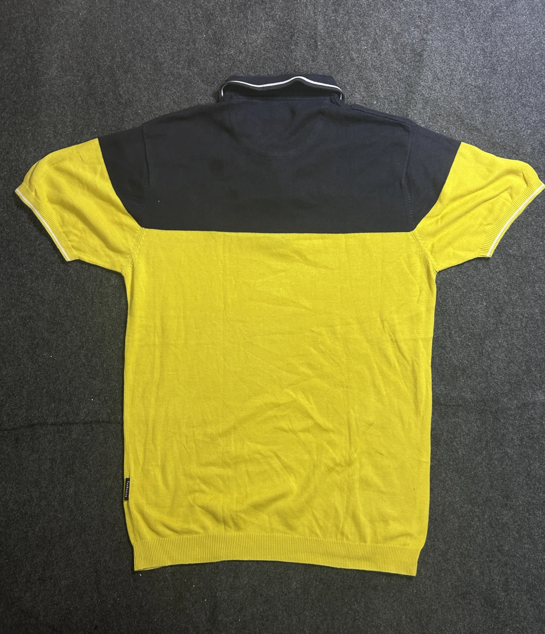 Van Heusen Yellow &Amp; Navy Polo Shirt 100% Cotton | Men’s 44–46 4 thrift polo shirts india