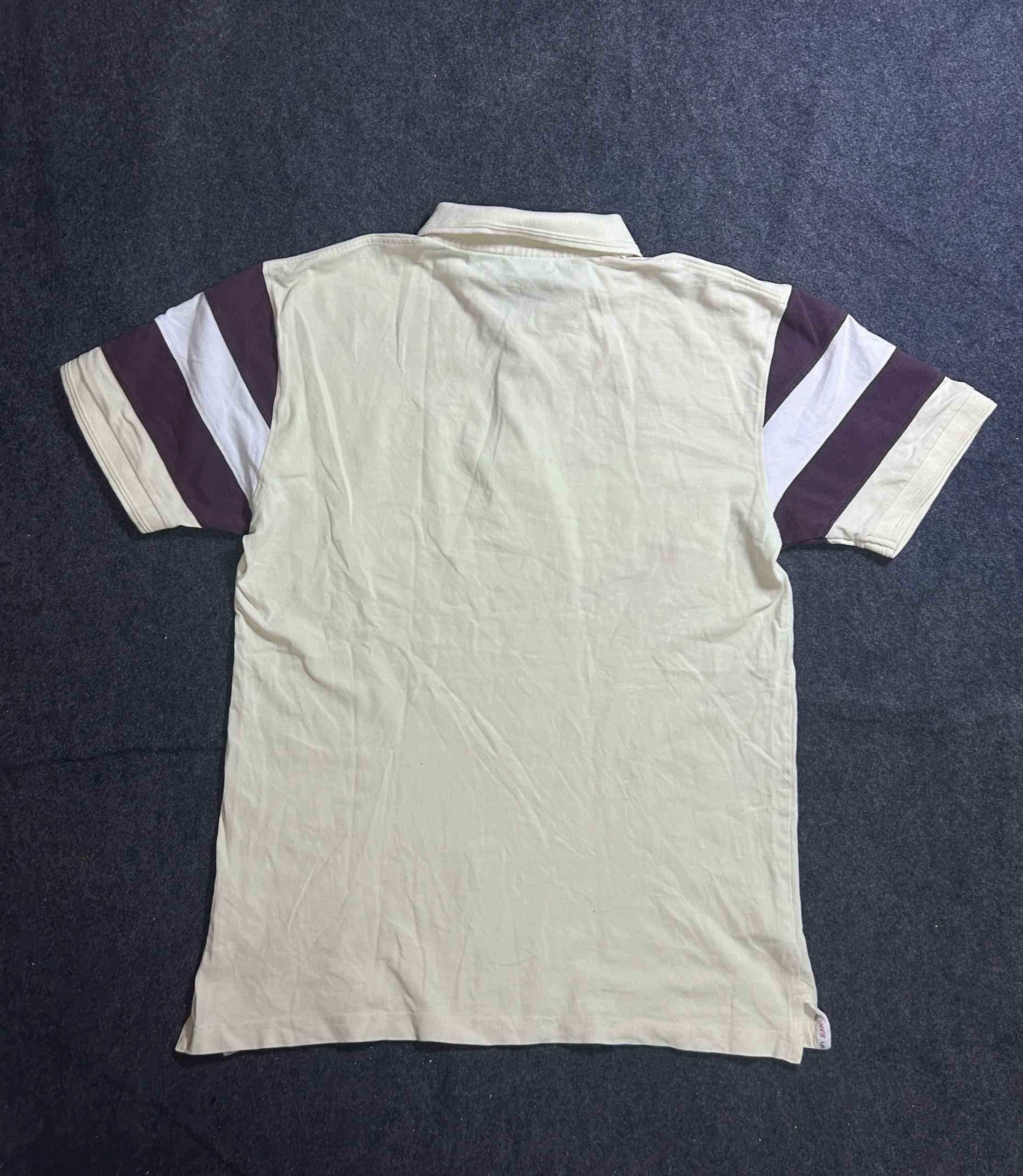 Tommy Jeans Striped Sleeve Polo T-Shirt – Cream | L 2 thrift jeans india