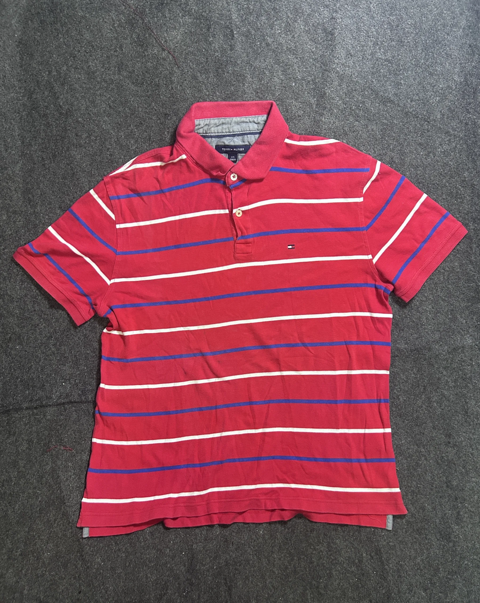 Tommy Hilfiger Red Striped Polo T-Shirt – Men’s L/G 1 thrift polo shirts india