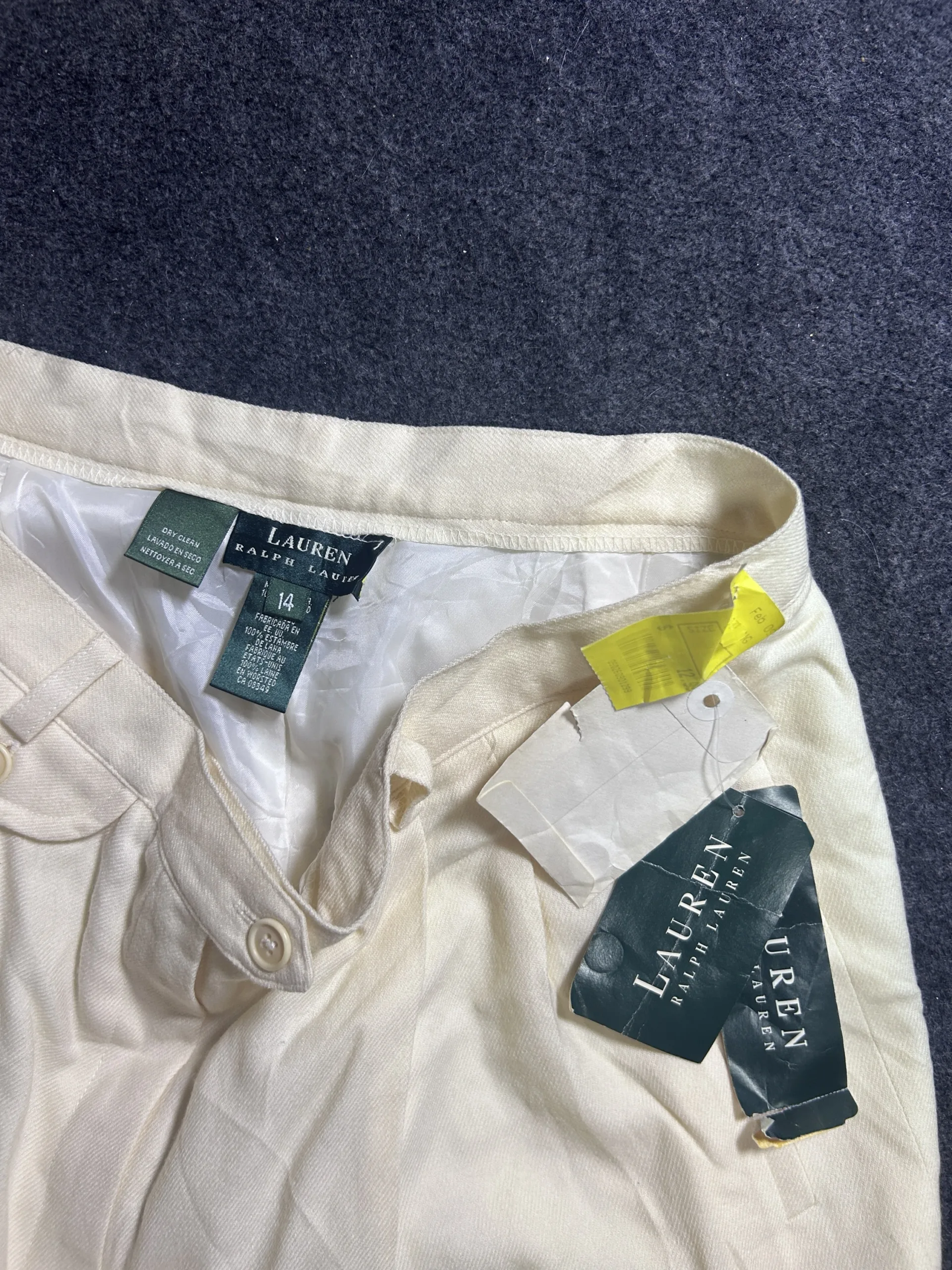 Lauren Ralph Lauren Cream Pleated Trousers | M 1 online thrift store india