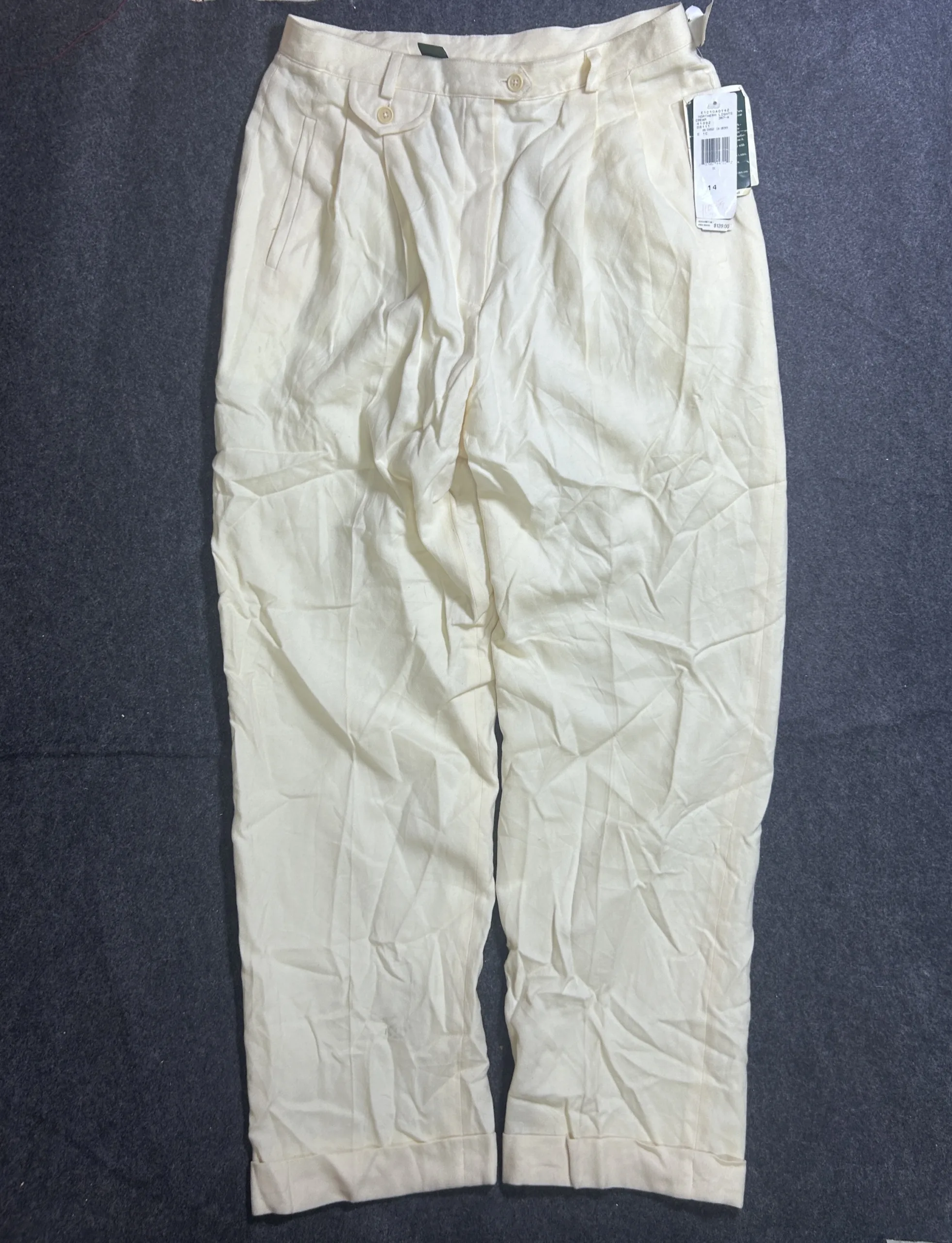 Lauren Ralph Lauren Cream Pleated Trousers | M 2 online thrift store india