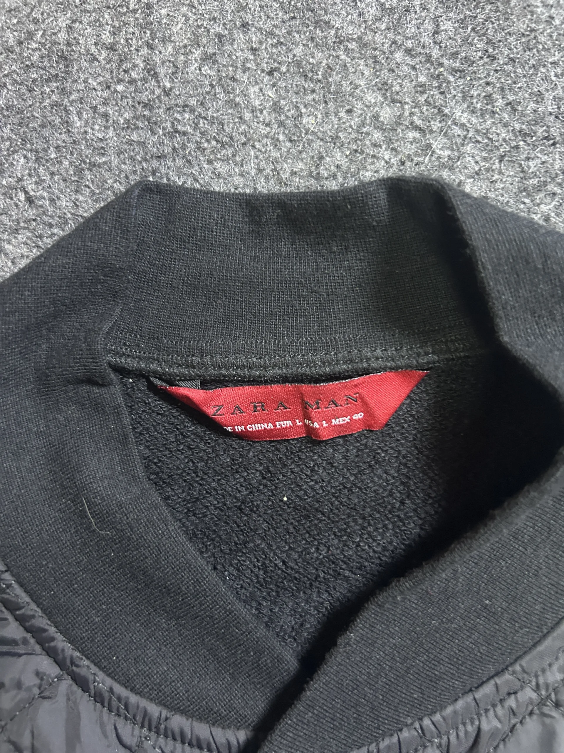 Zara Man Black Quilted Bomber Jacket – Size L 3 thrift jackets india
