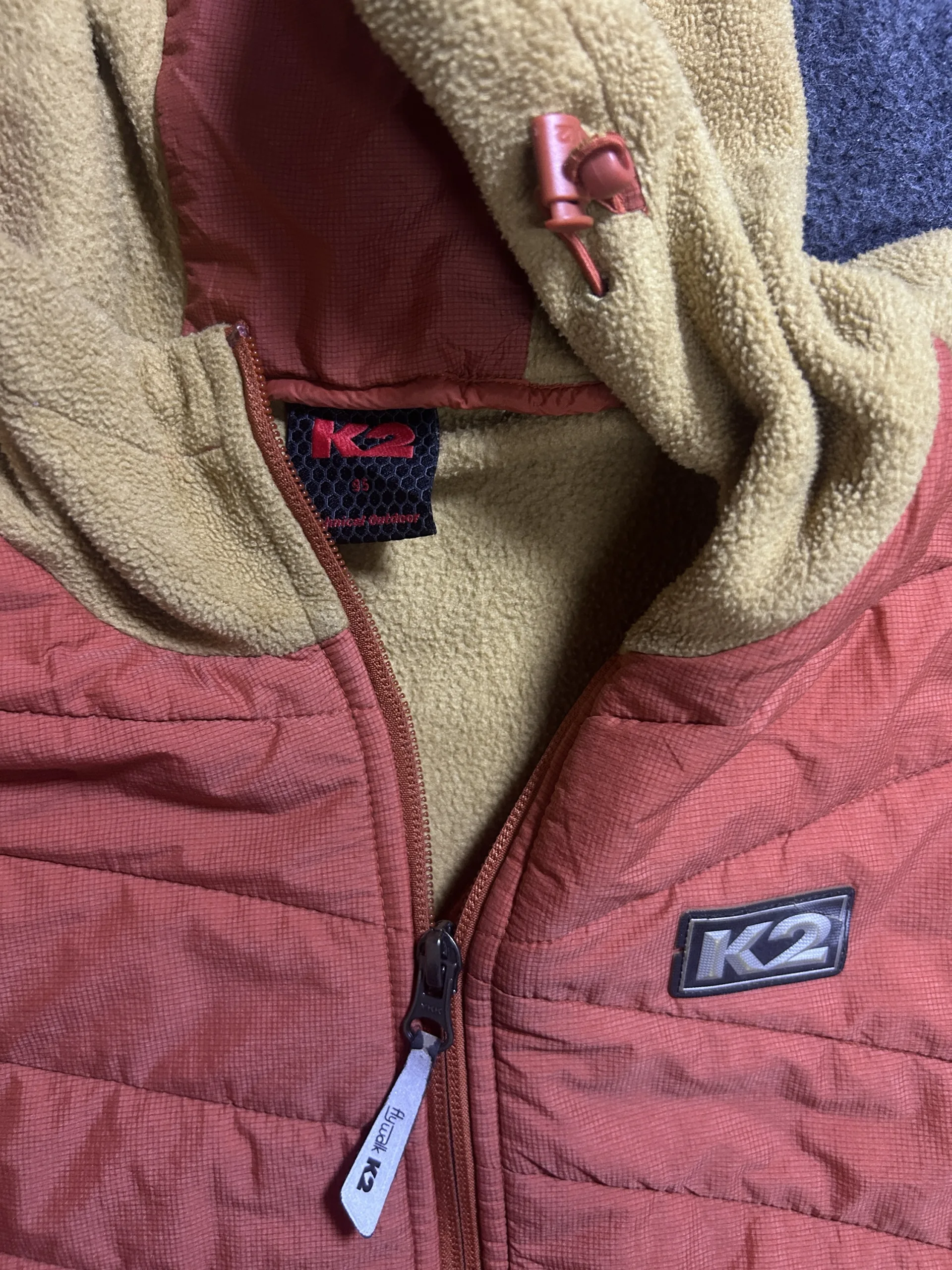 K2 Flywalk Hybrid Tech Hooded Fleece &Amp; Quilted Outdoor Jacket Size M 3 thrift fleece jackets india