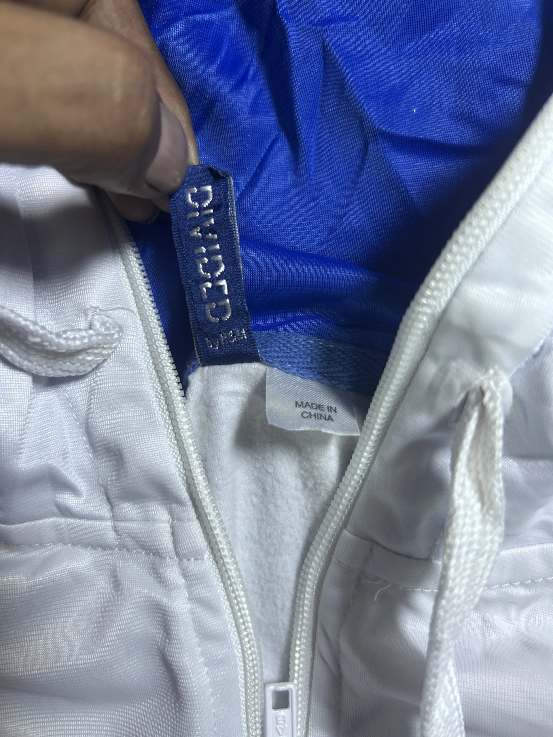 H&Amp;M Colorblock Hooded Track Jacket Blue White | L 3 thrift jackets india