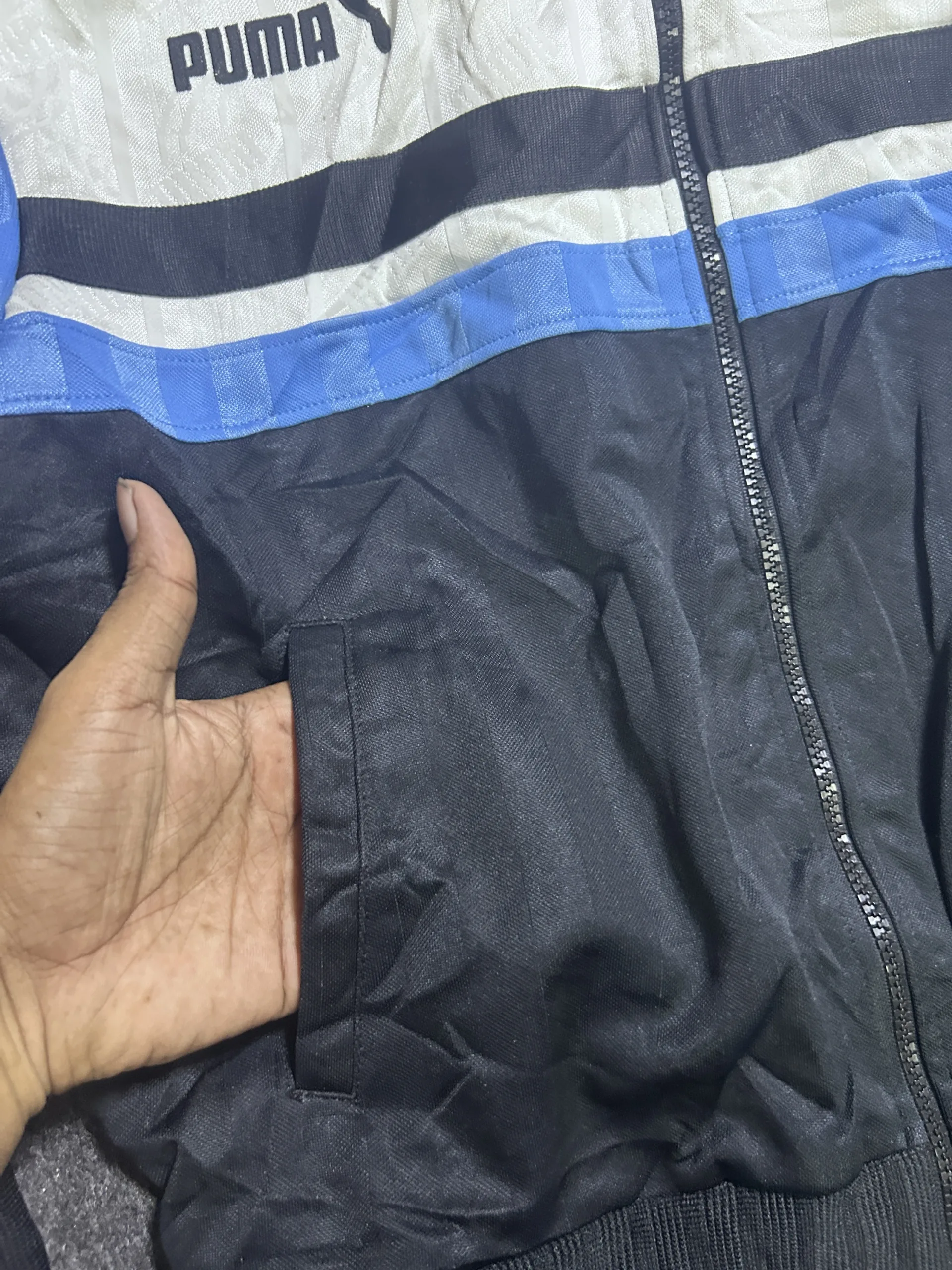 Vintage Puma Boxy Cropped Fit Track Jacket Blue White | M 6 Puma jackets