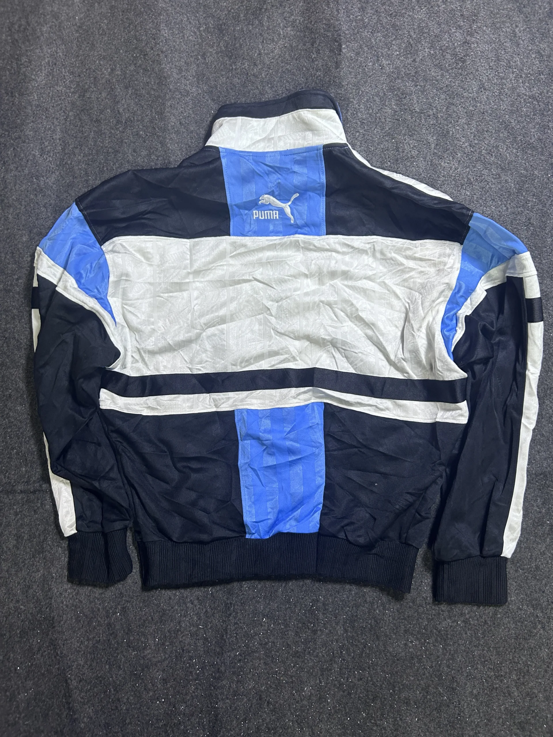 Vintage Puma Boxy Cropped Fit Track Jacket Blue White | M 3 Puma jackets