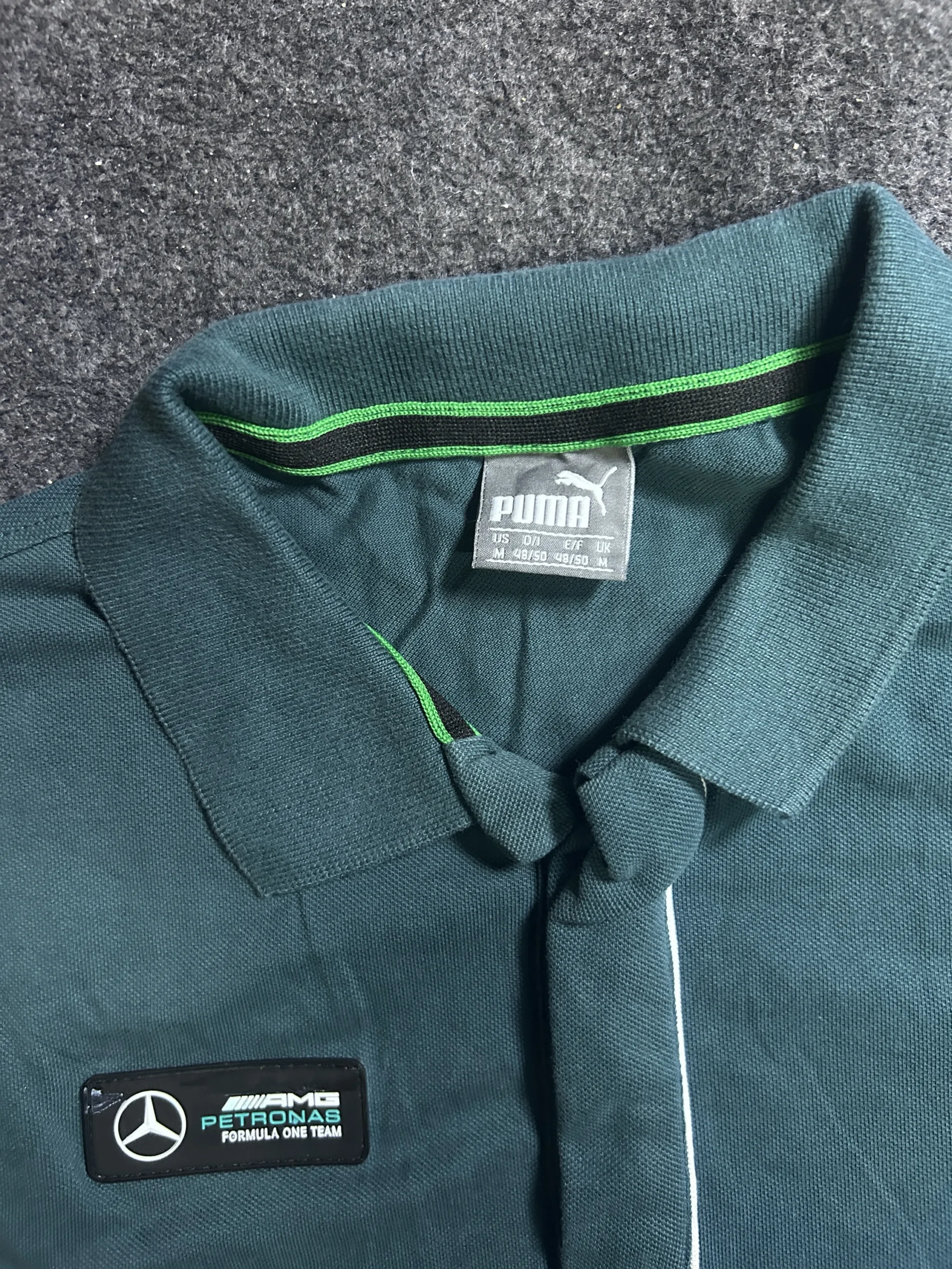 PUMA Mercedes-AMG Petronas Formula One Team Polo Tshirt Teal Green | M