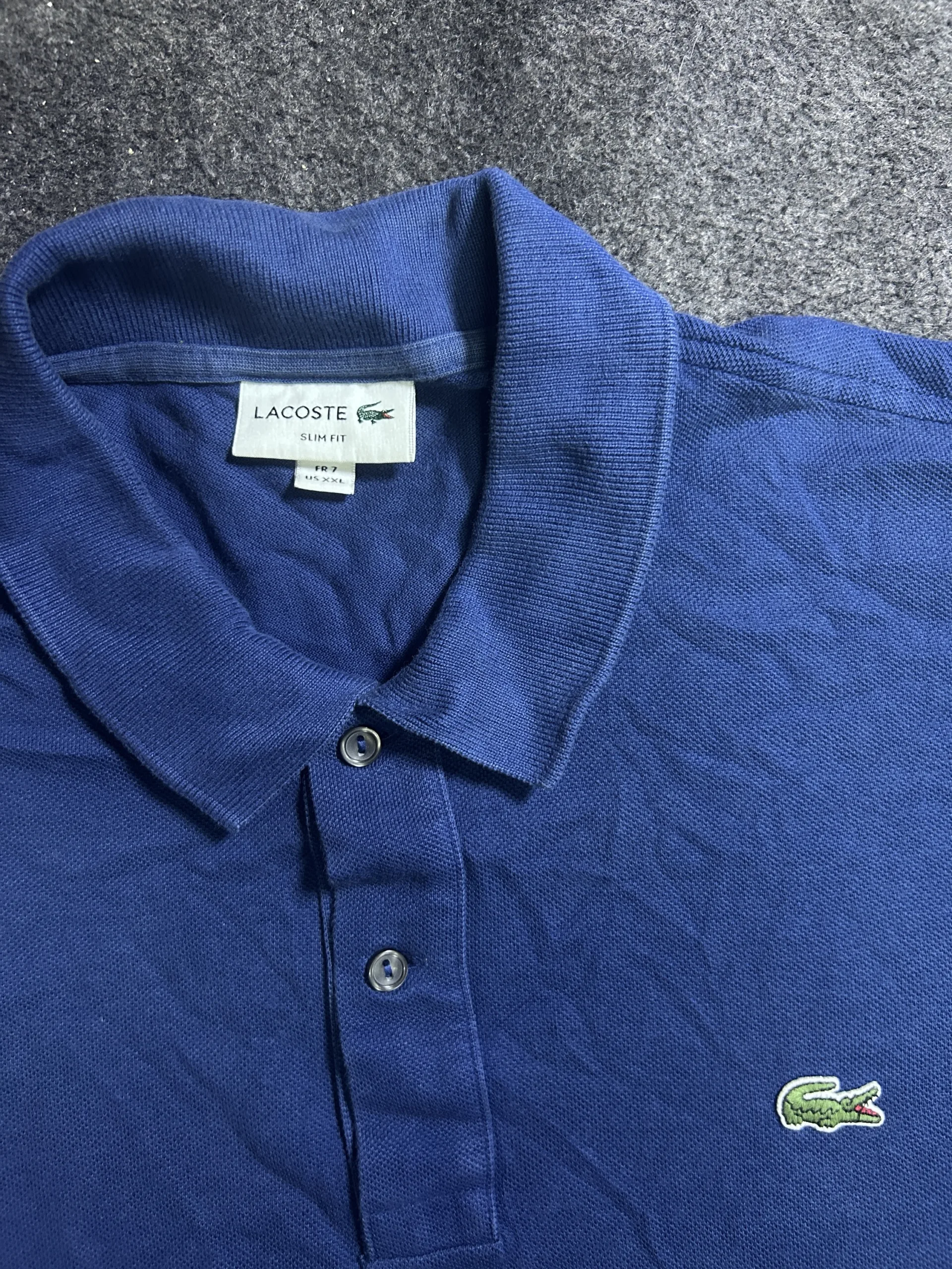 Lacoste Blue Slim Fit Polo Shirt – Classic Croc Logo | M