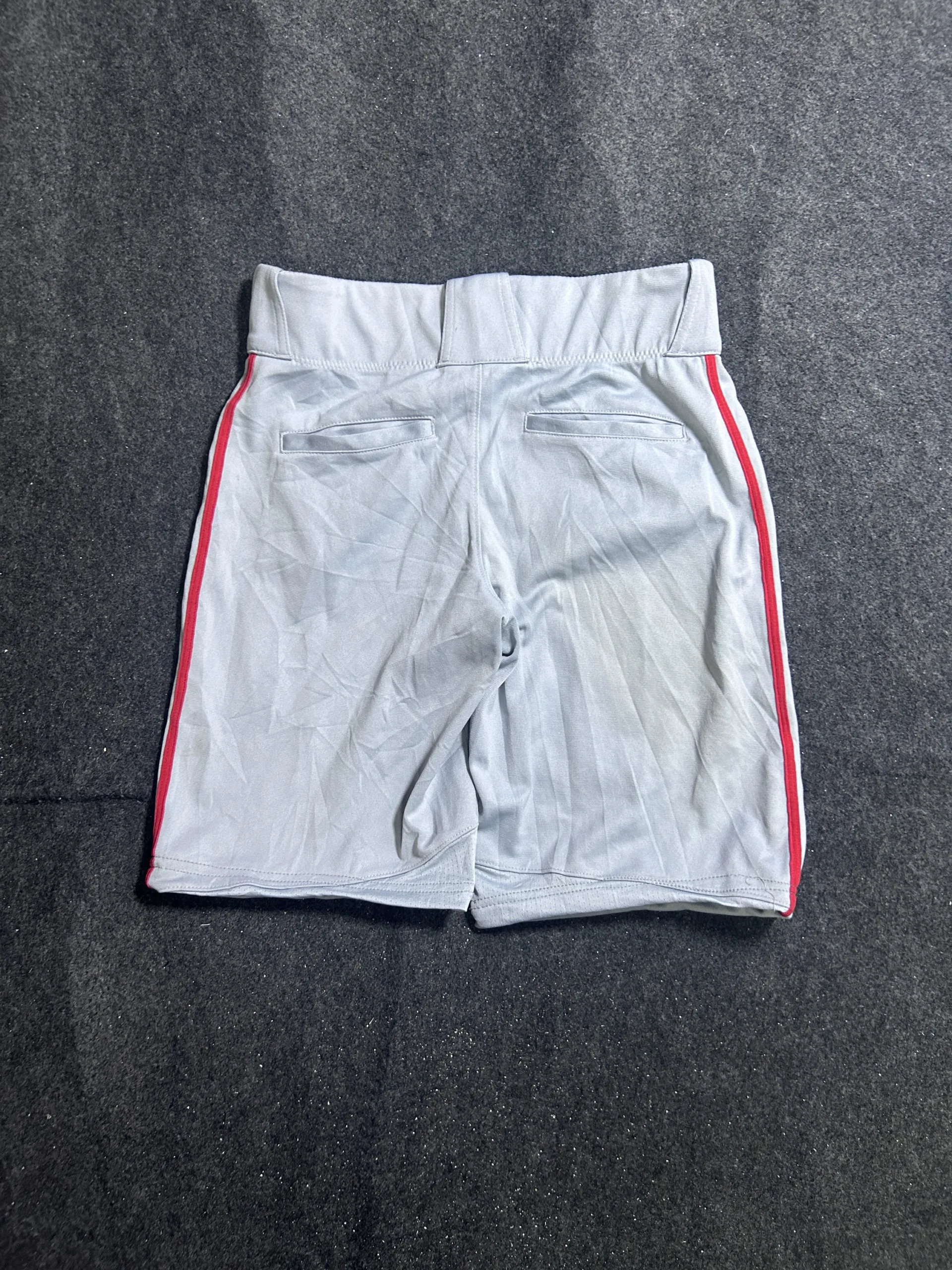 Nike Team Athletic Shorts Grey Red Side Stripe |  M