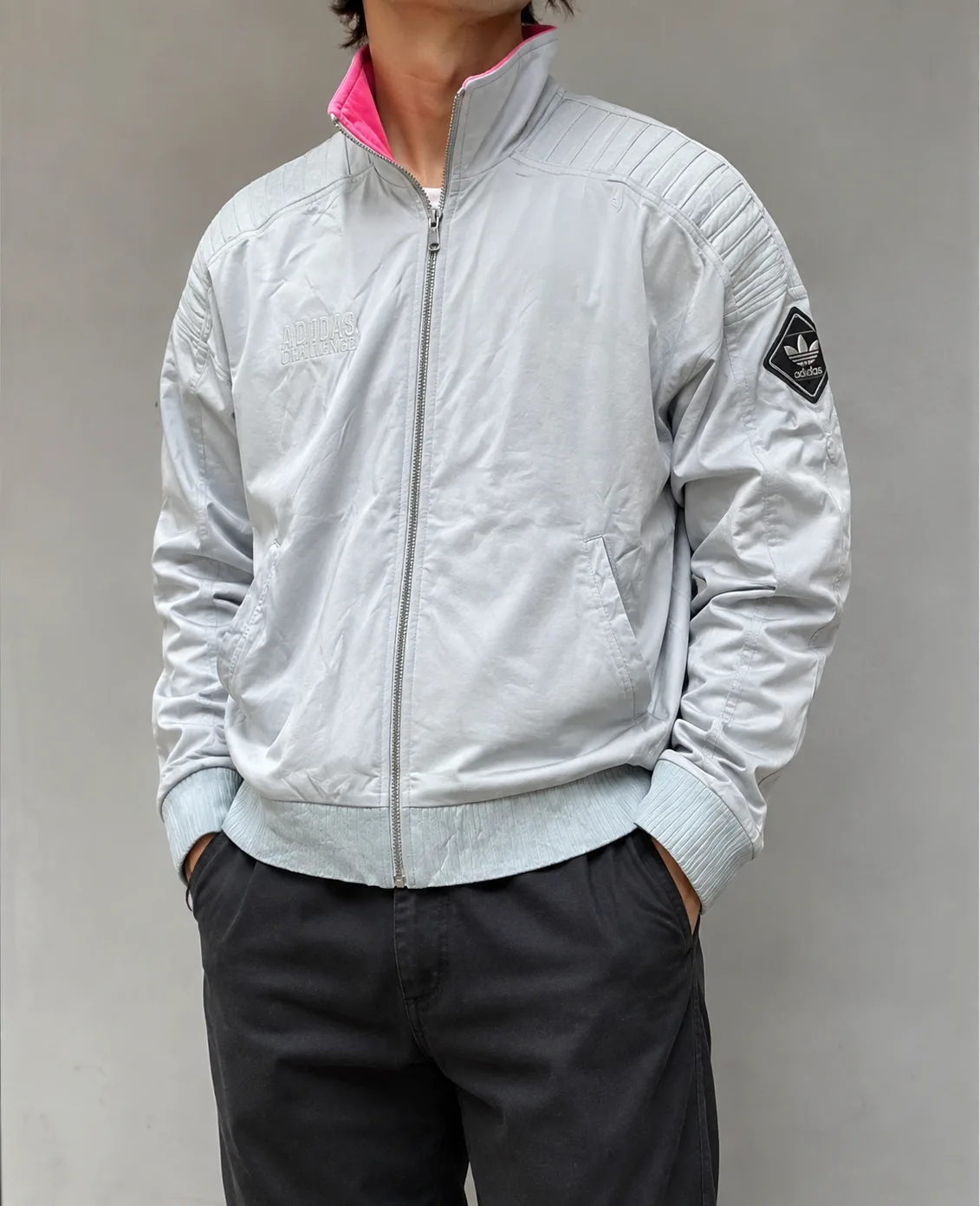 Vintage Adidas Cropped Boxy Fit Track Jacket Grey L 1 Adidas jackets